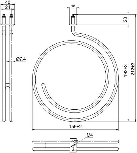ТЭН 155-В-7,4/1,5 N 220 1500Вт/220В~(008009222) ТЭН 155-В-7,4/1,5 N 220 1500Вт/220В~(008009222)