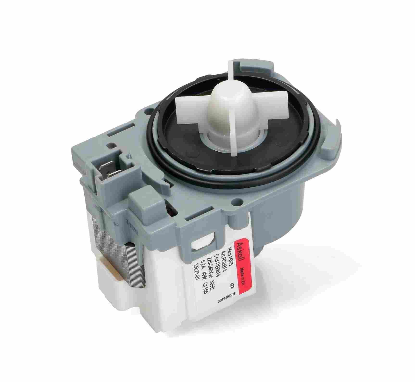 Насос стиральной машины, Askoll, 40W, на 3-ех защелках, фишка вперед, 292075 (PMP002UN)